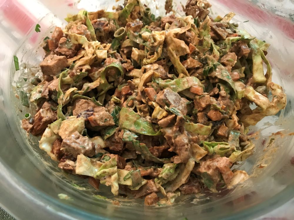 General Tso's bluefin tuna salad plus Menu ideas and recipes for soft shell crabs, pasta carbonara, tilefish, blackfin tuna, greens, strawberries, asparagus and gnocchi